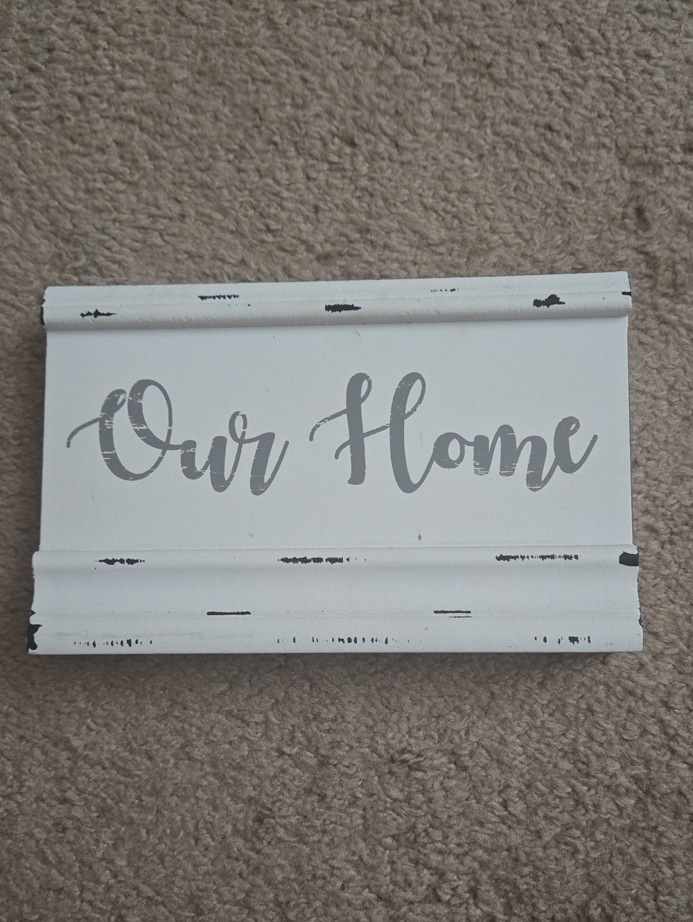 Hobby Lobby White and Gray "Our Home" Script Wall Plaque